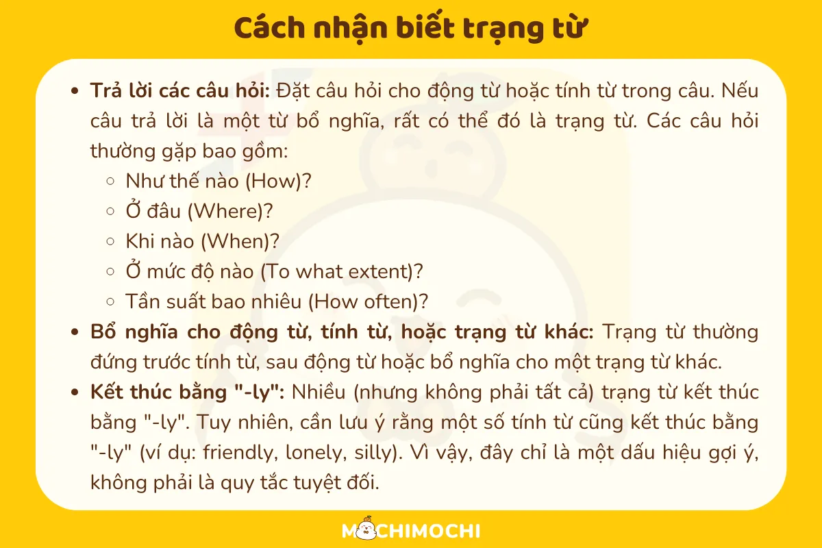 cách nhận biết trạng từ