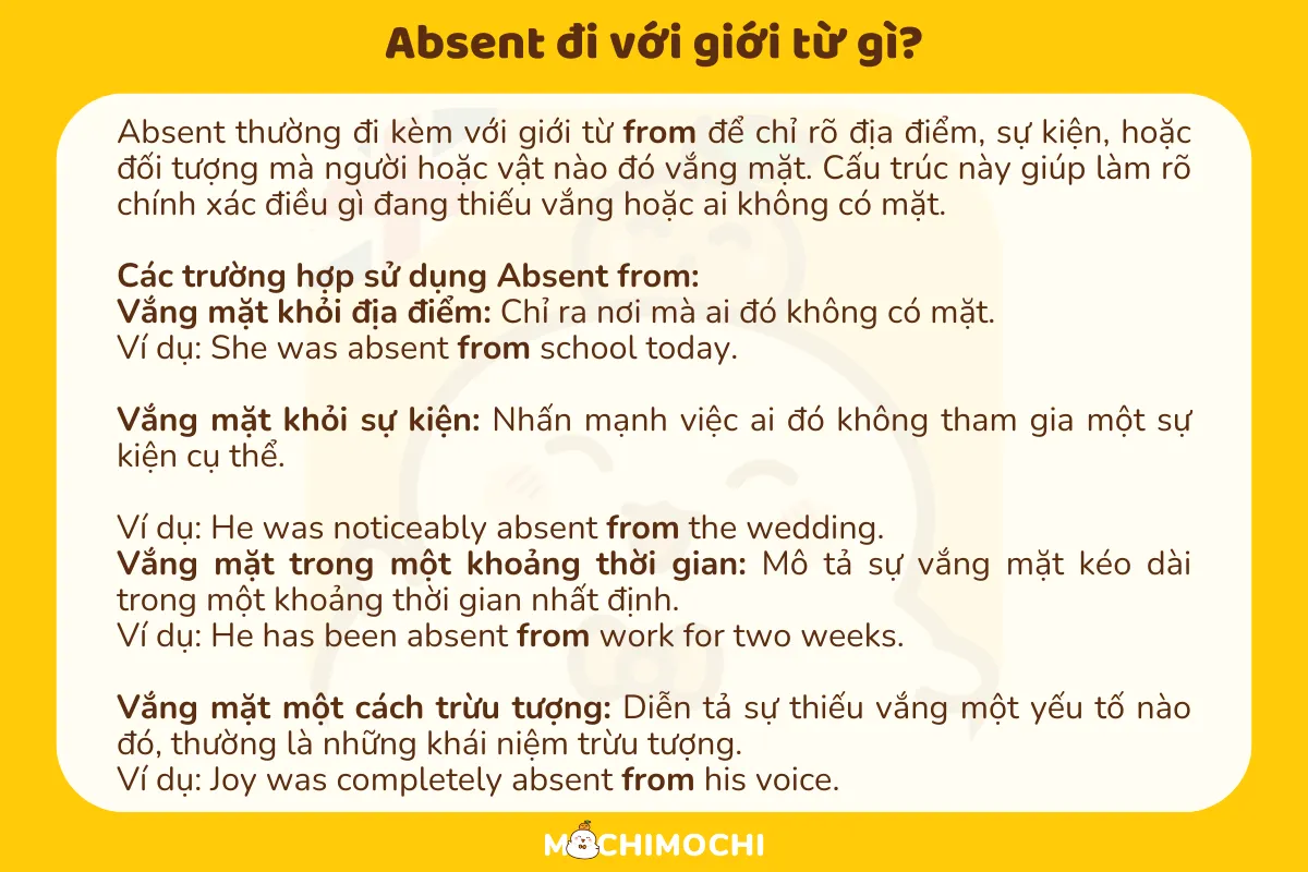 absent đi với giới từ gì