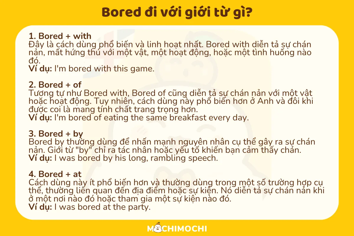 bored đi với giới từ gì